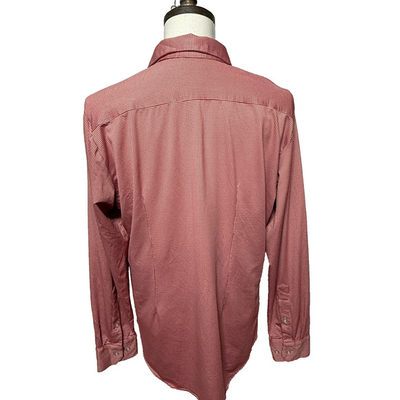 Mizzen + Main Shirt Mens XL Red Trim Fit Traditional Nylon Blend Stretch Preppy - Picture 3 of 10